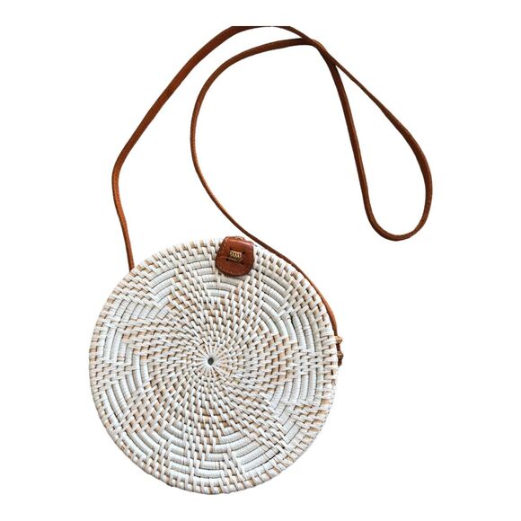 Yik Fung Round Rattan Cross‎ Body Beachy Boho Shoulder Handbag - Picture 7 of 11